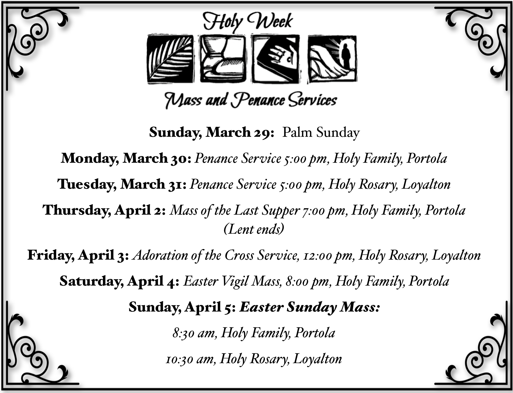 Easter Schedule 2026