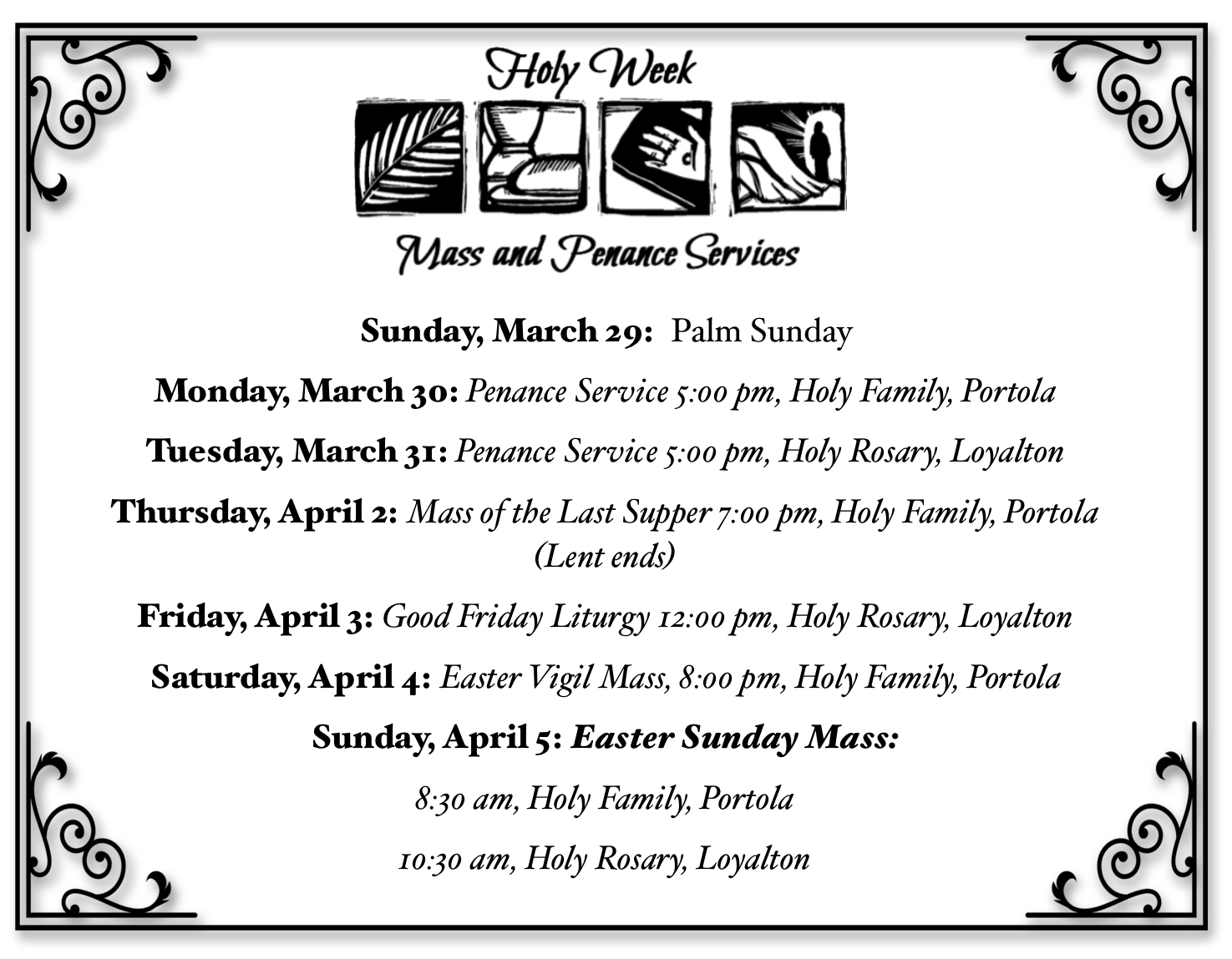 Easter Schedule 2026